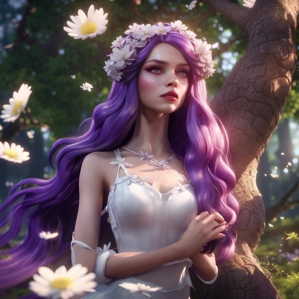 Fairy Woman with Purple Hair, 3D Game Art