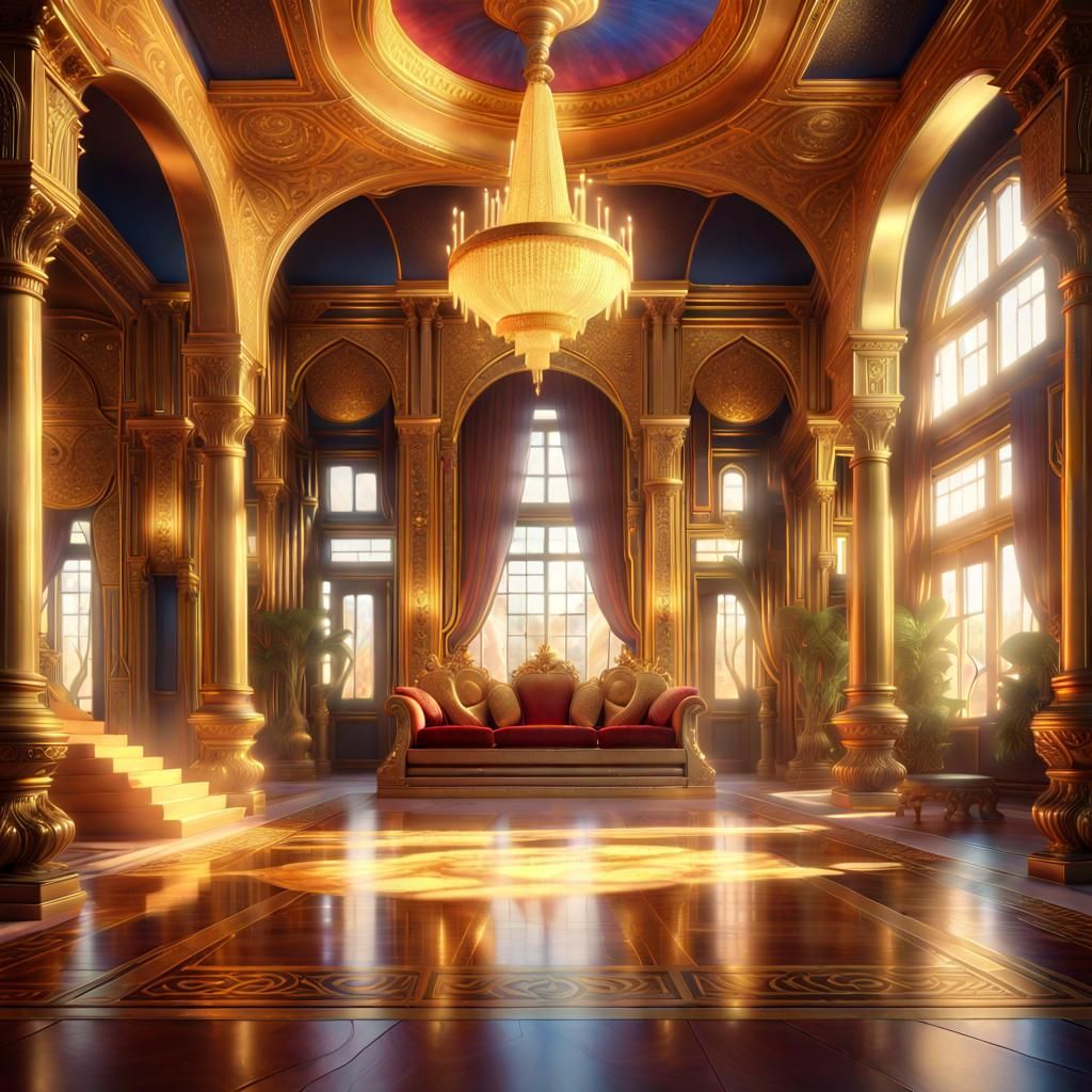Golden interior of a luxury mansion