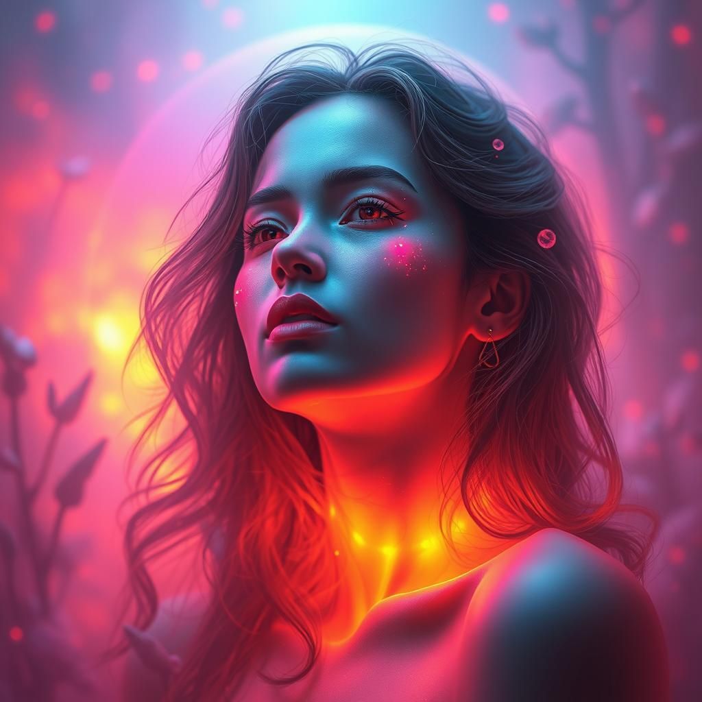 Ethereal Woman Radiating Fruity Aura