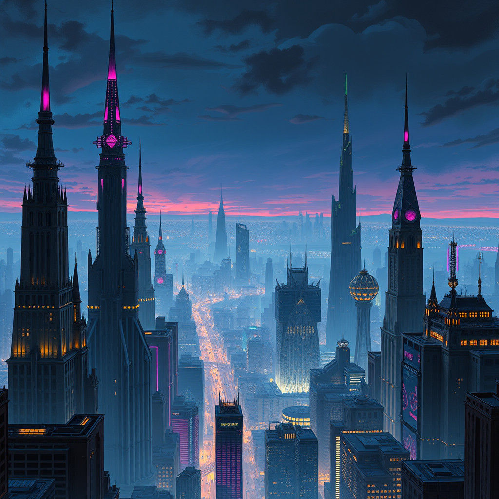 Futuristic Metropolis Inspired by Cyberpunk and Parametric D...