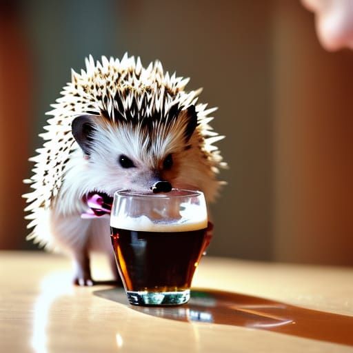 Hedgehog Enjoys a Refreshing Beer