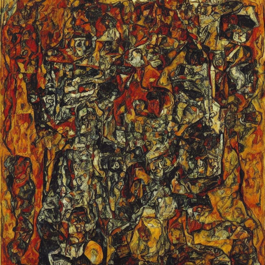 Expressionist Portrait of Tormented Elongated Figure