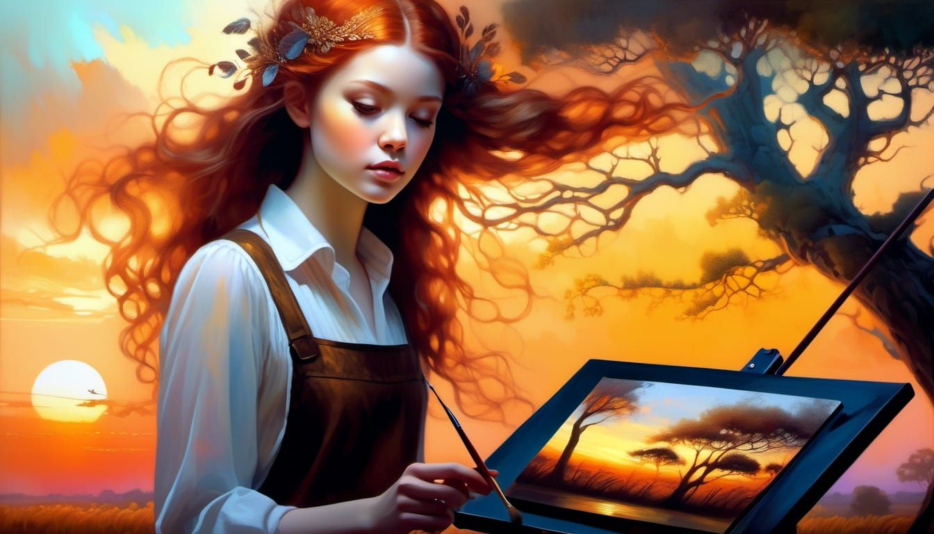 Ethereal Sunset Masterpiece by a Copperey-Haired Artist