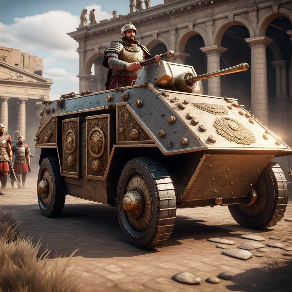 Roman Armored Car with Centurions: 3D Game Art