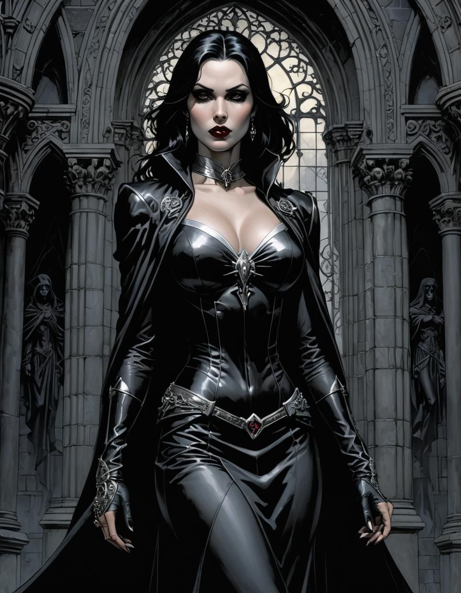 Vampiric Angel in Gothic Comic Book Style