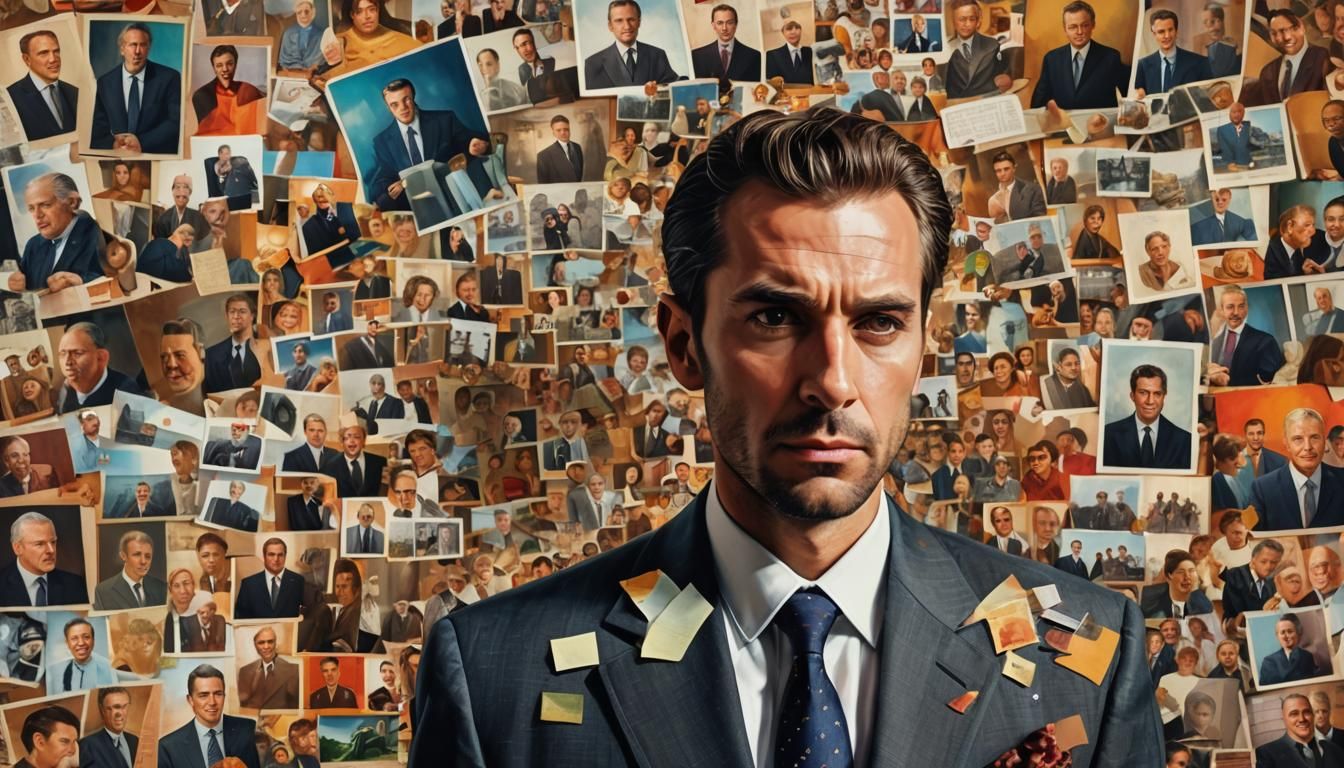 Vision Board: Determined Man in Photomontage