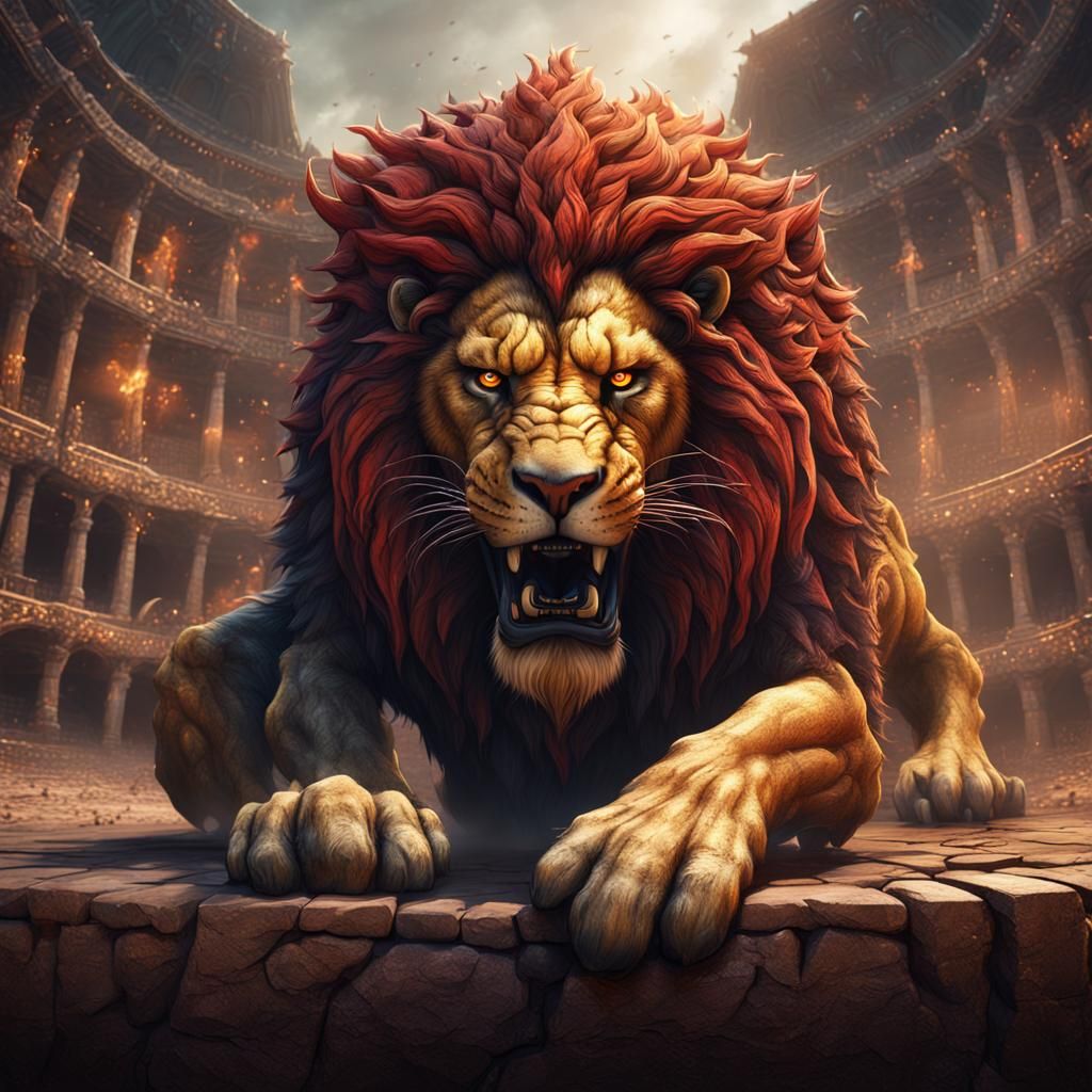 Ferocious Lion Mutant in Walled Arena