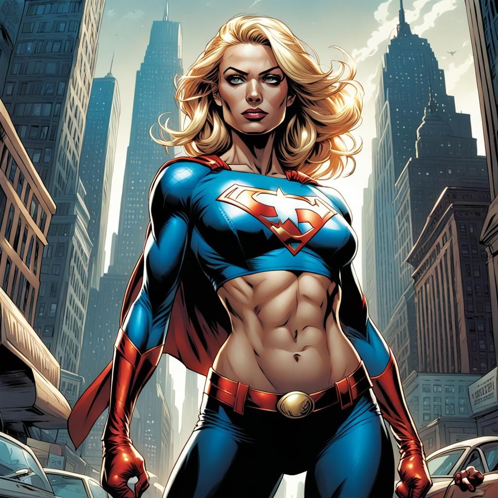 Blonde Superhero Comic Book Art