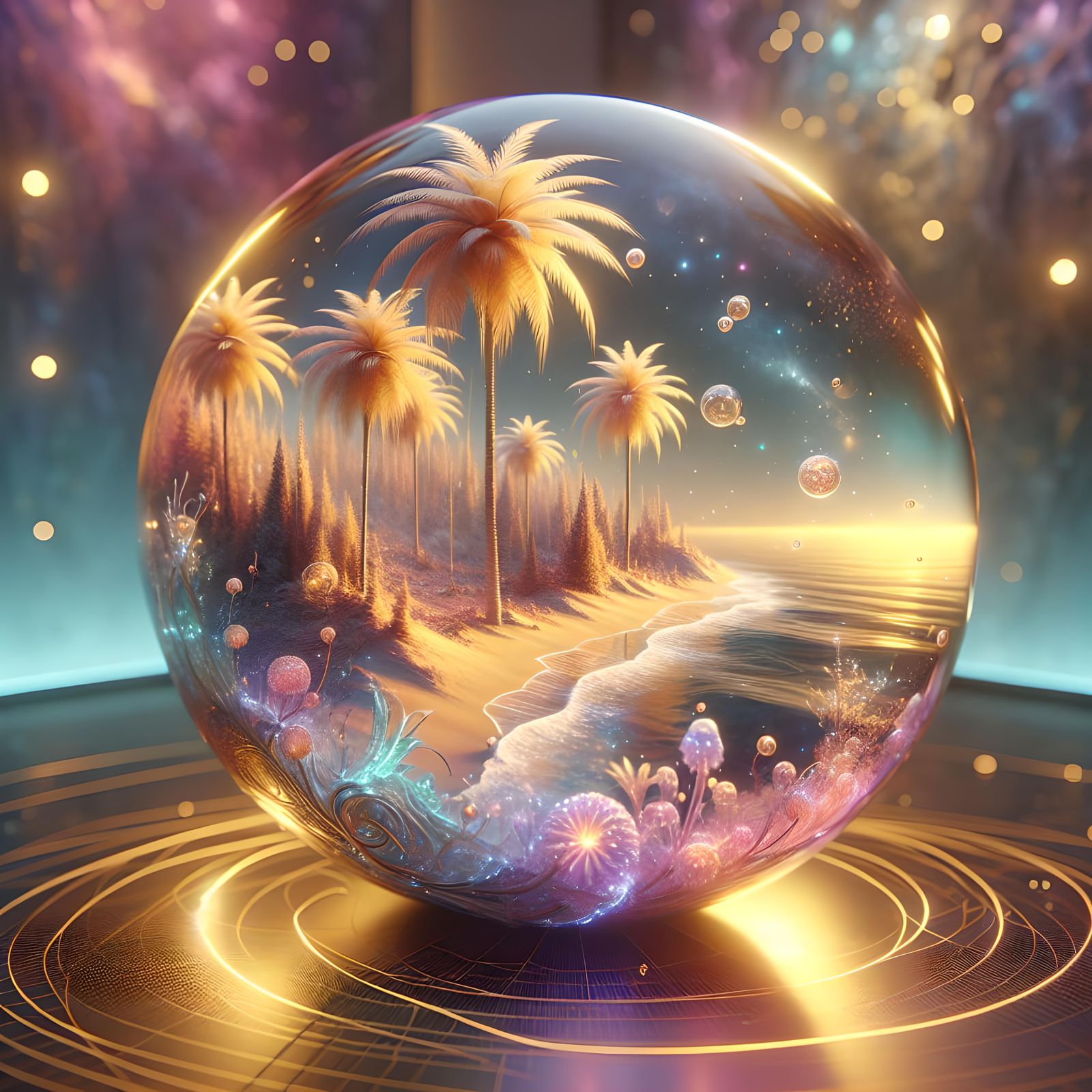 Beach in Golden Apple, Pastel Matte Painting