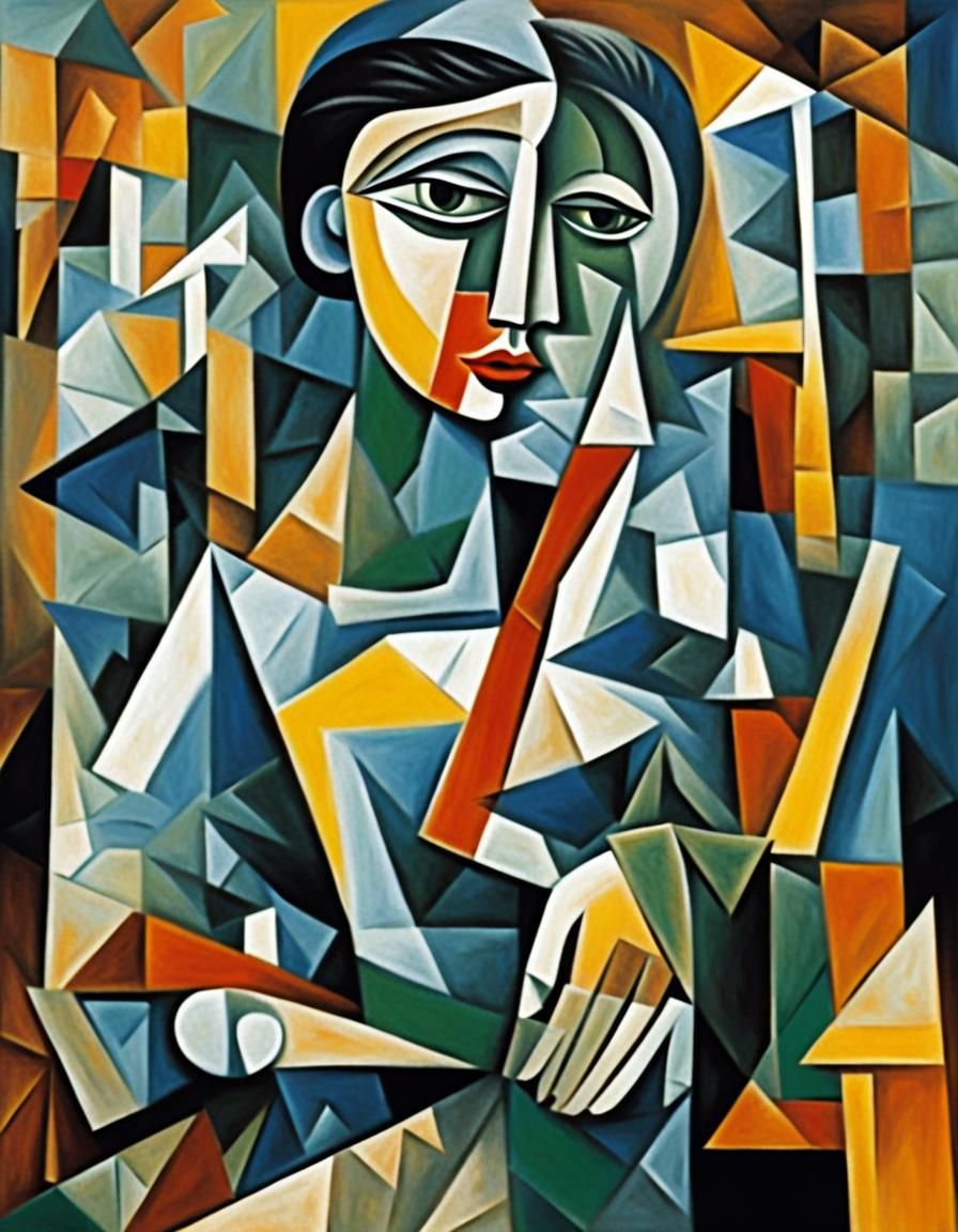 Cubist Woman Wallpaper in Picasso Style