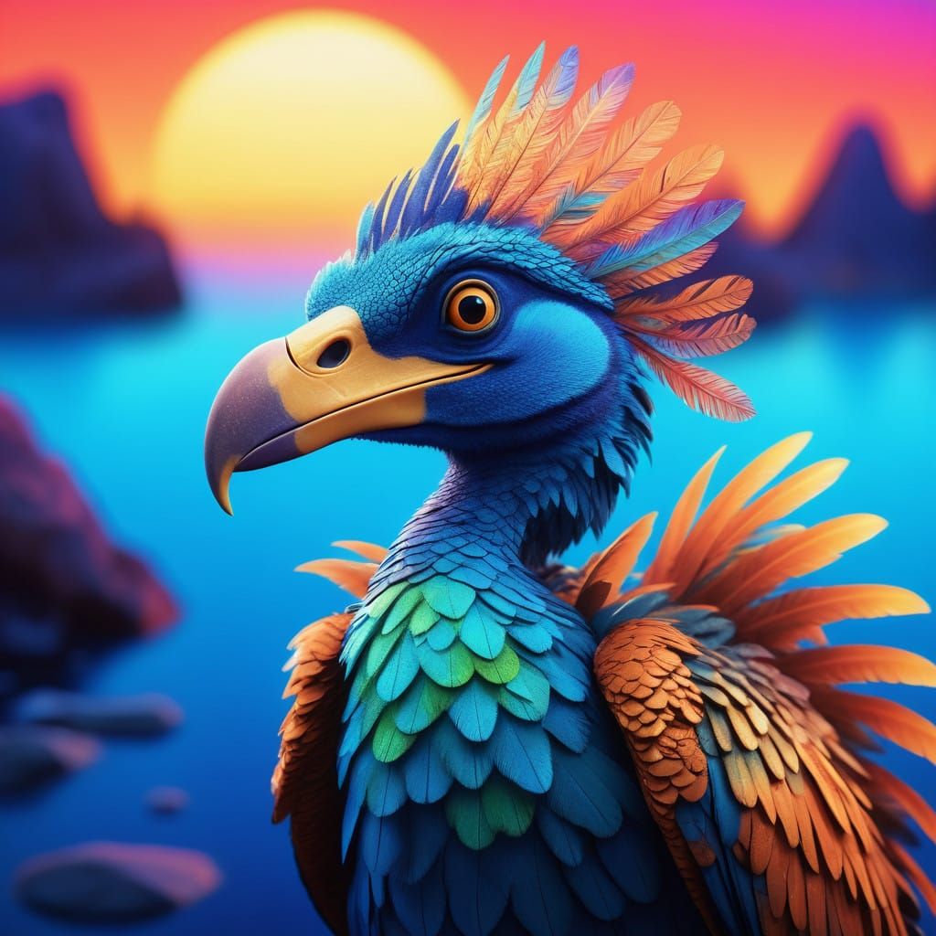 Surreal Prehistoric Wonder in Vibrant, Iridescent Colors