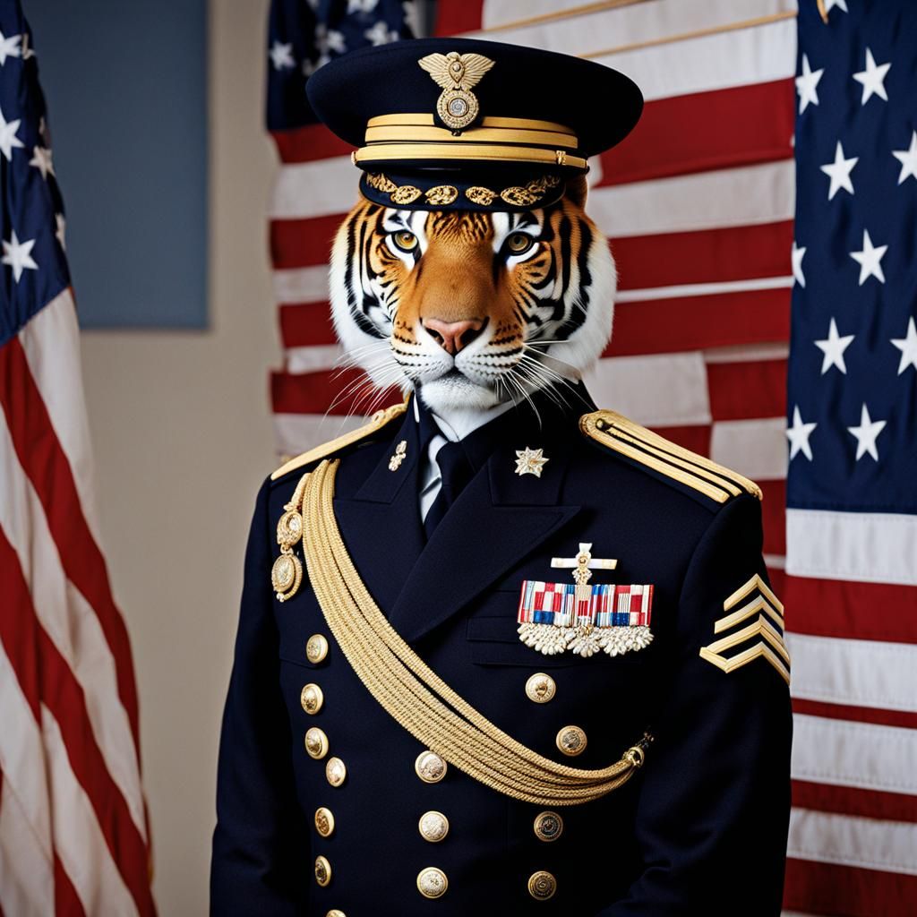 Anthro Tiger as U.S. Rear Admiral