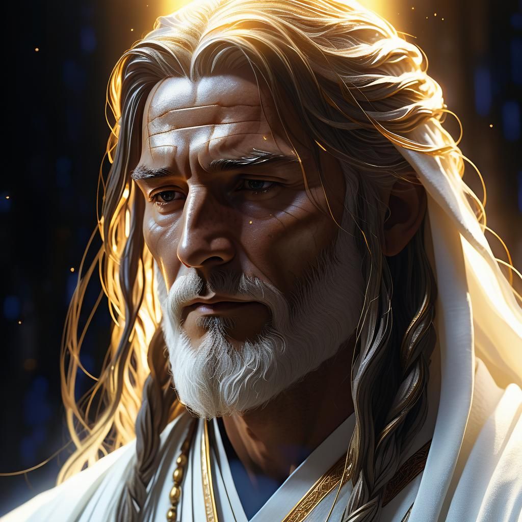 Anime Key Visual: Messianic Figure in Divine Aura