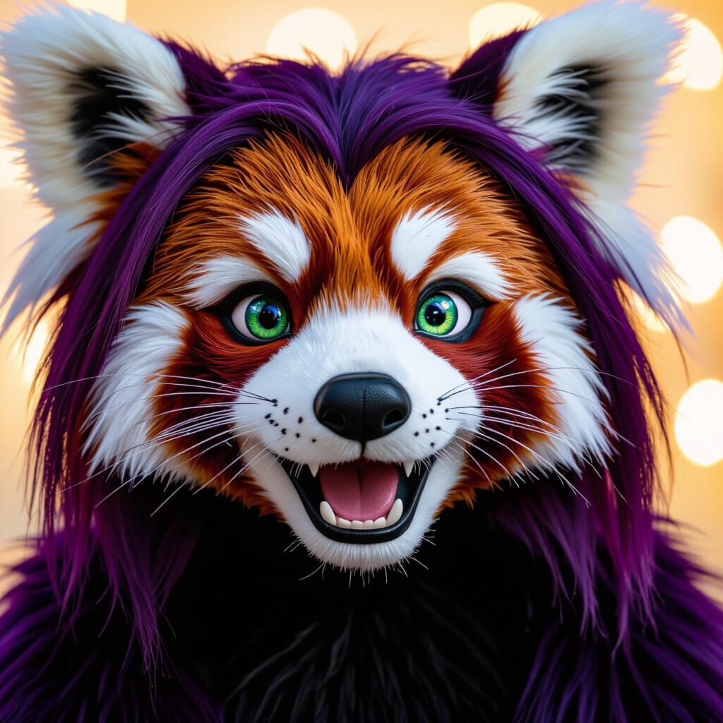 Red Panda Fursuit Portrait with Vibrant Colors