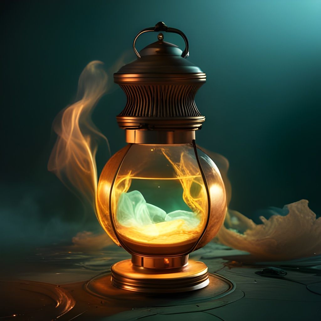 Glowing Glass Lantern in Detailed Matte Painting
