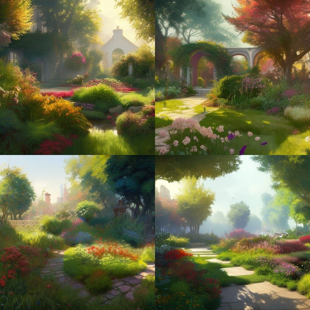 Enchanting Garden with Sunlight and Glass