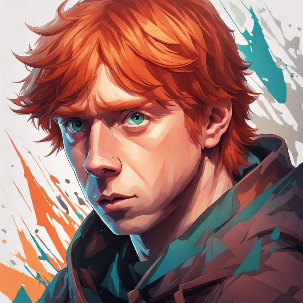 Ron Weasley Portrait in Anime Manga Style