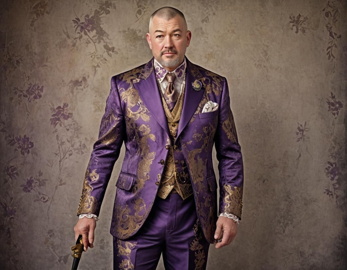 Handsome mature chubby man in suit