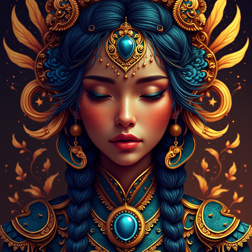 Dreamy Woman in Watercolor Style Portrait