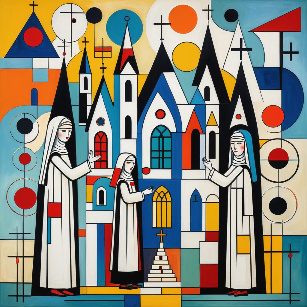 Singing Nuns in Church: Kandinsky and Mondrian Style