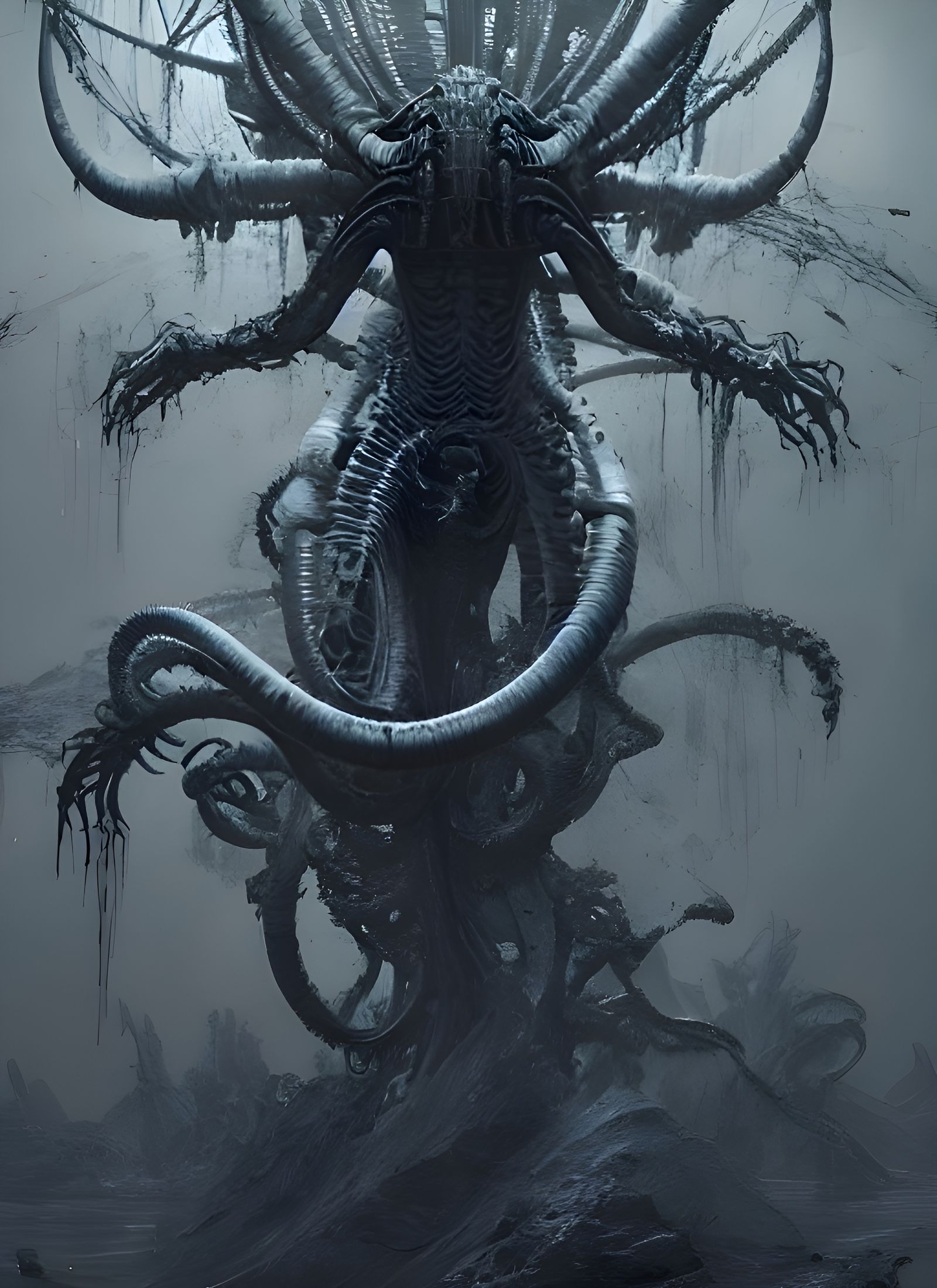 Eldritch AI Spirit Undergoing Upgrade in 3D Rendering