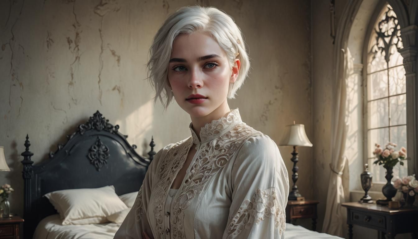 Photorealistic Gothic Portrait in Pastel Colors