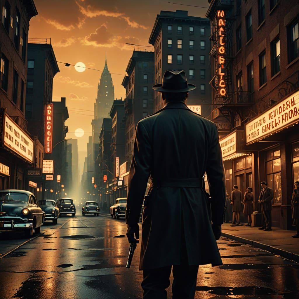 Classic Film Icon Steals the Show in Golden Hour Cityscape