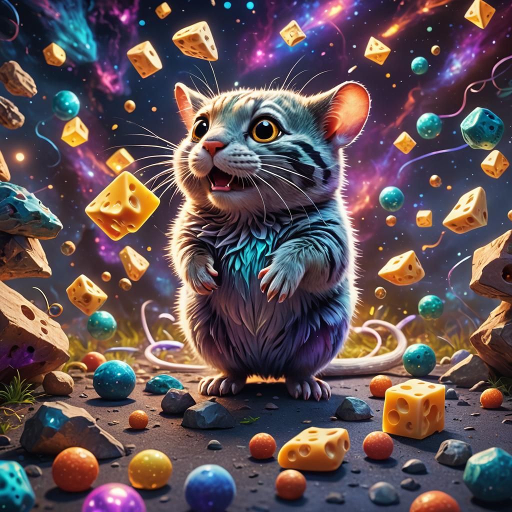 Whiskers' Cosmic Escape: 3D Cartoon Adventure