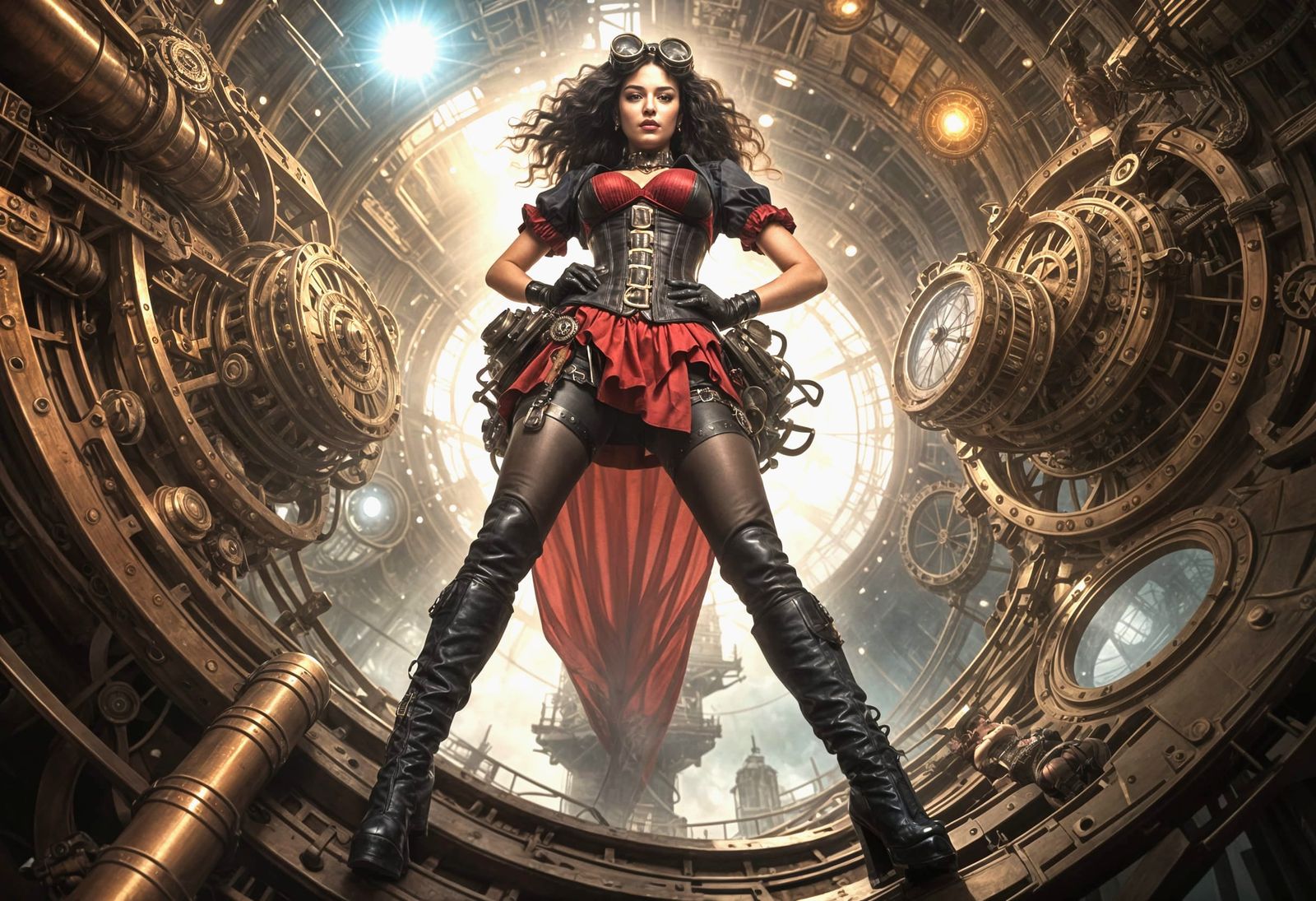 Steampunk-inspired young woman....