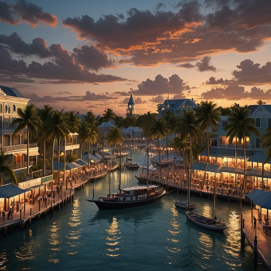 Key West Sunset: Detailed Matte Painting