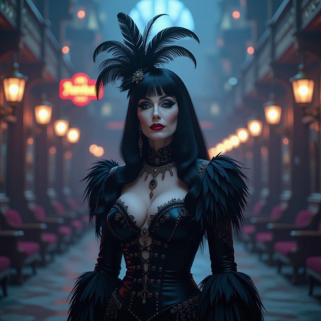 Cher as Gothic Showgirl in Cyberpunk Theater
