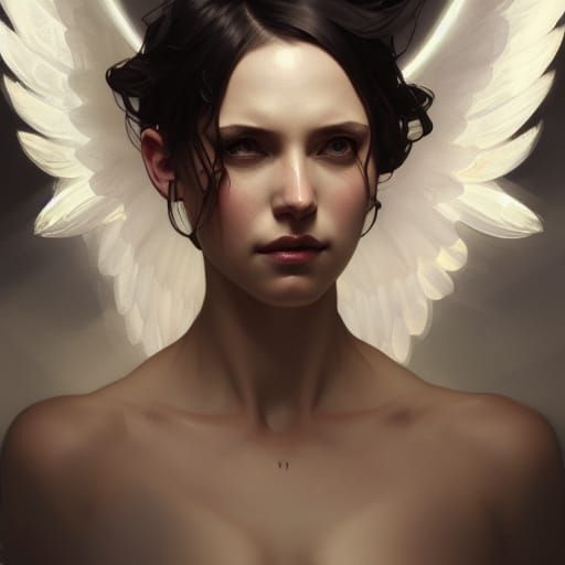 Dark Angel Portrait in Hyperdetailed Style