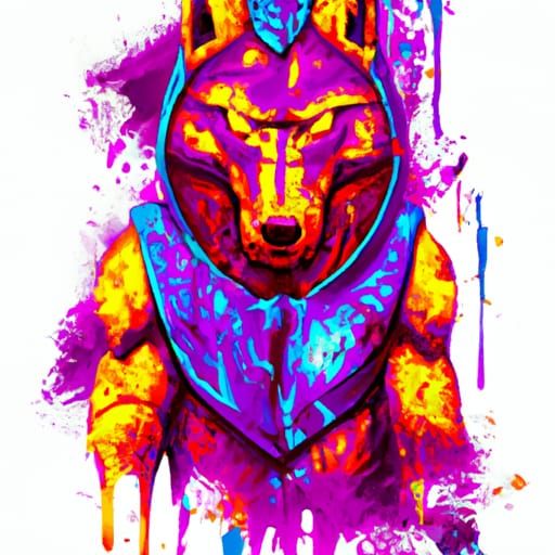 Elemental Wolf Ninja in Graffiti Art Style