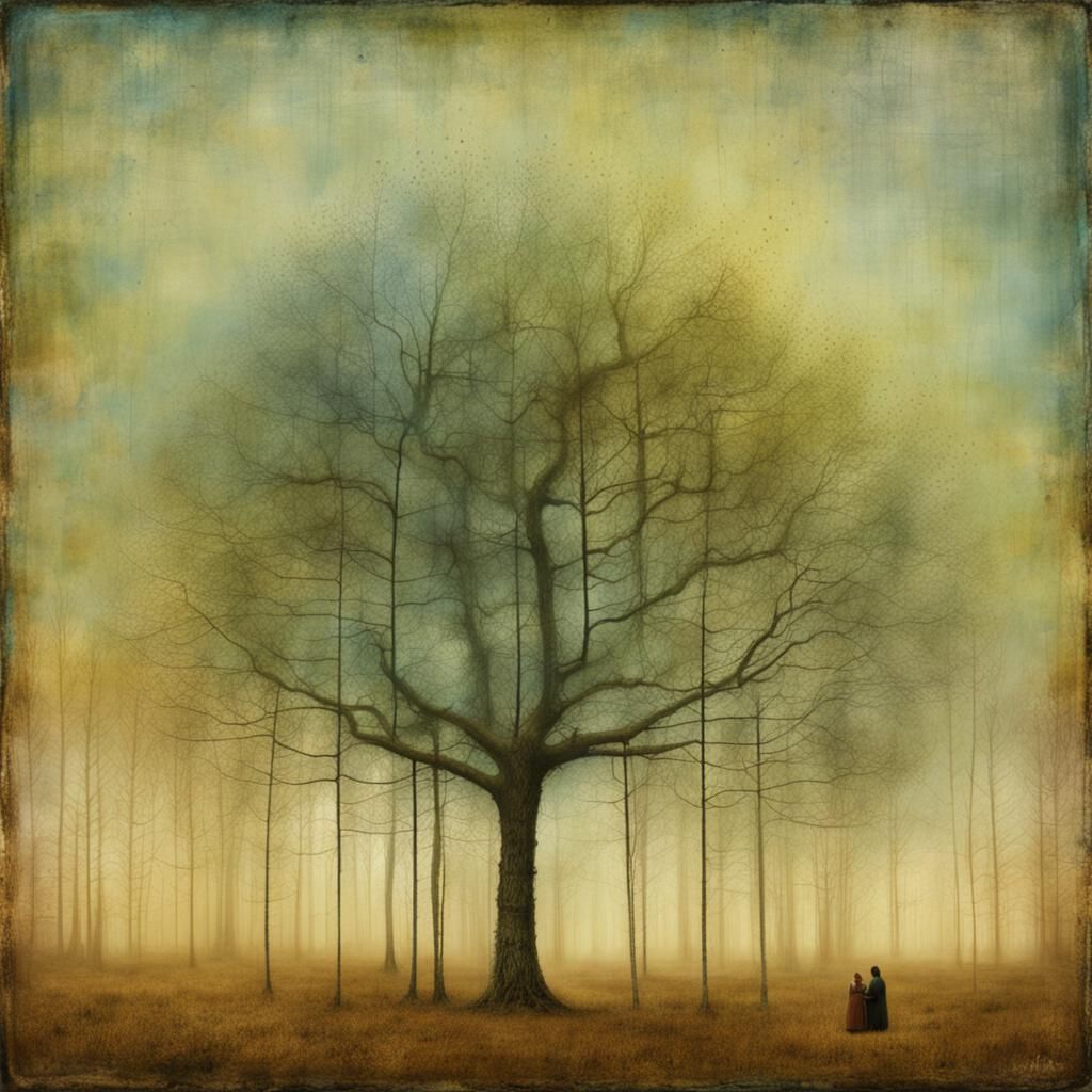 Binary Code Dream: Ancient Tree in Forest