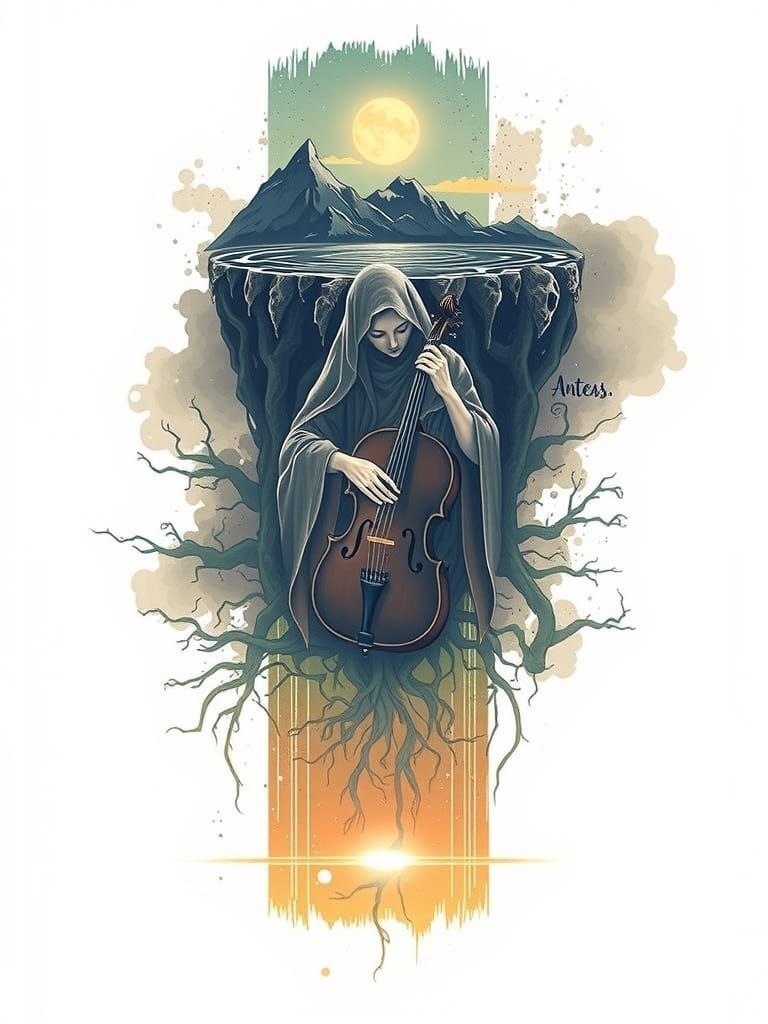 Goddess Mountain Range with Celestial Sky Tattoo