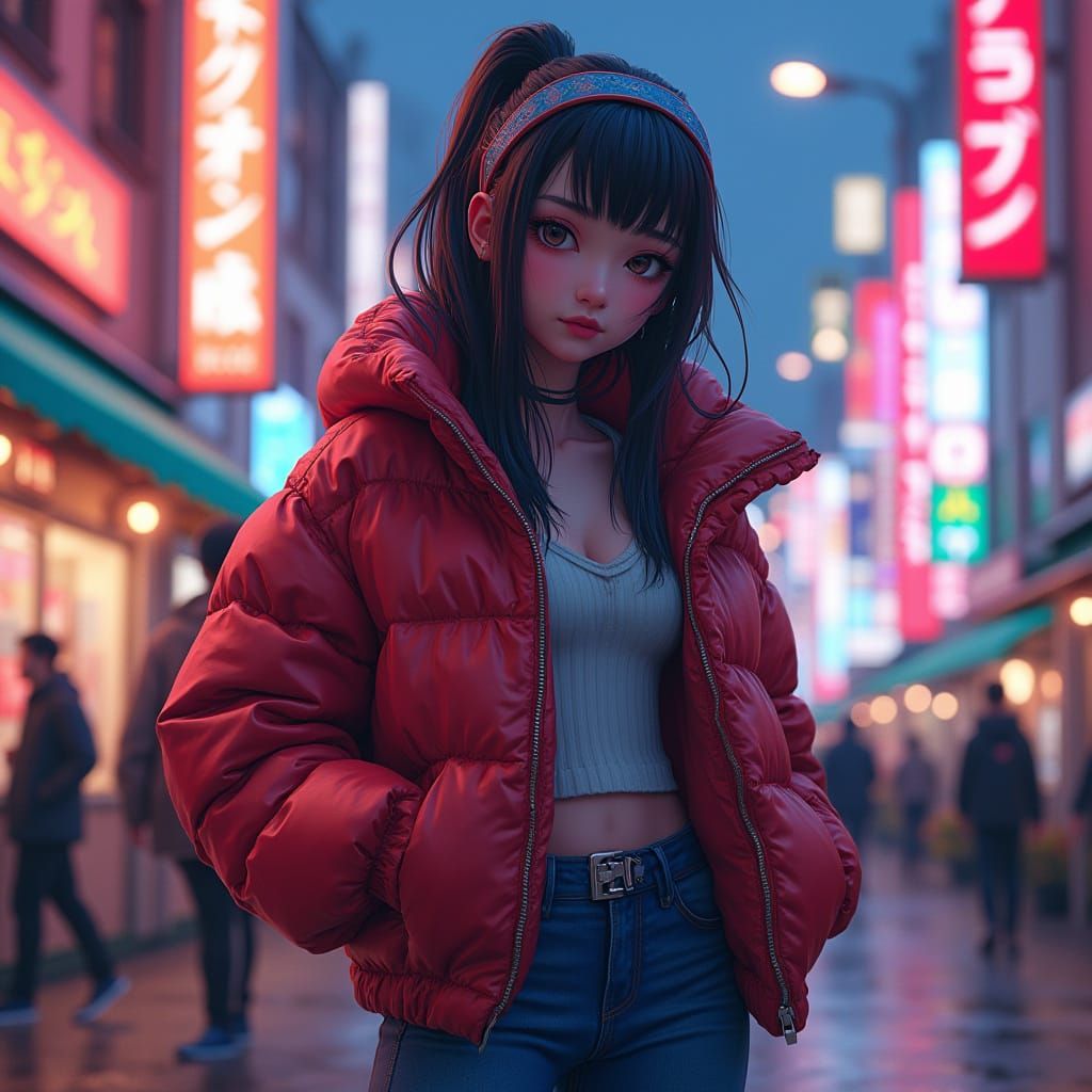 Anime Girl in Harajuku Style, Matte Painting