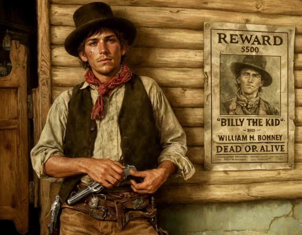 Billy the Kid Portrait with Reward Poster