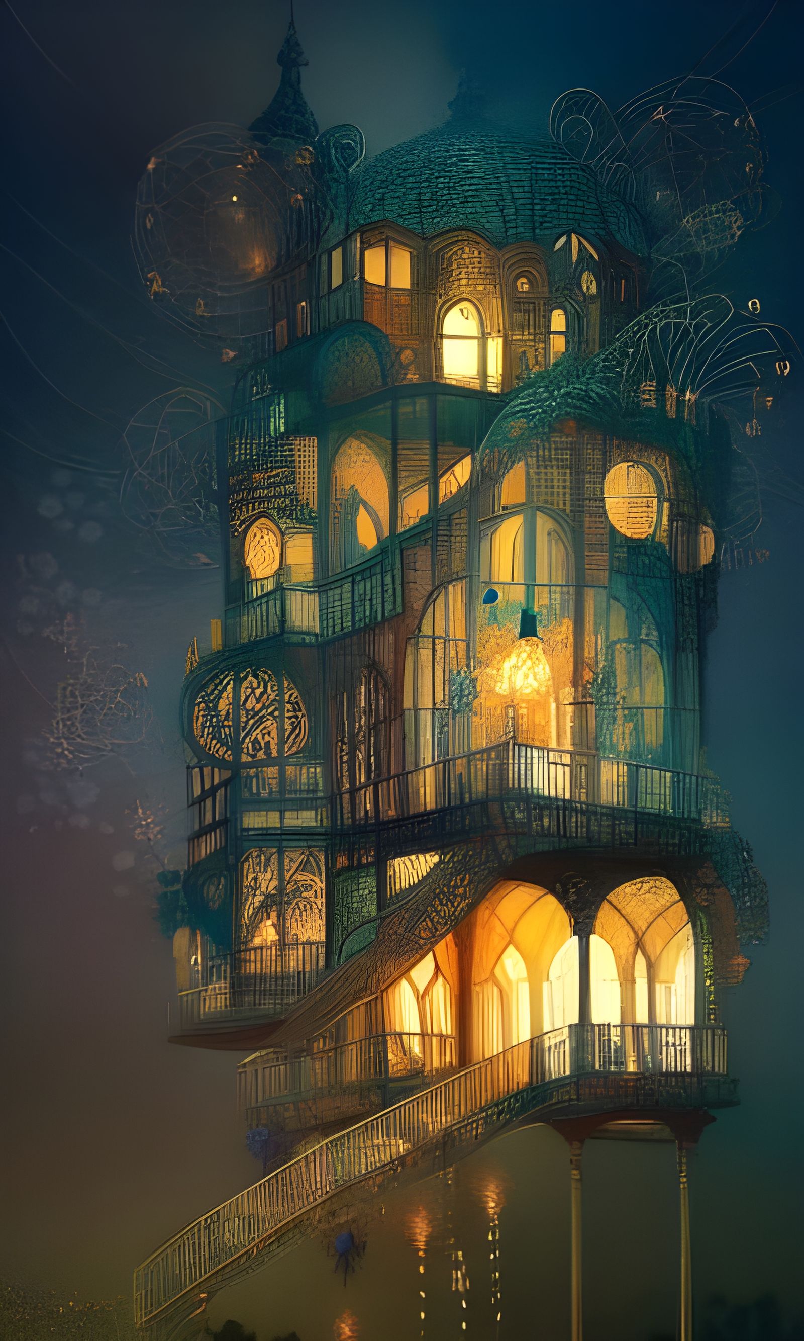 Magical Dream Tower Textile Art, Anime Key Visual