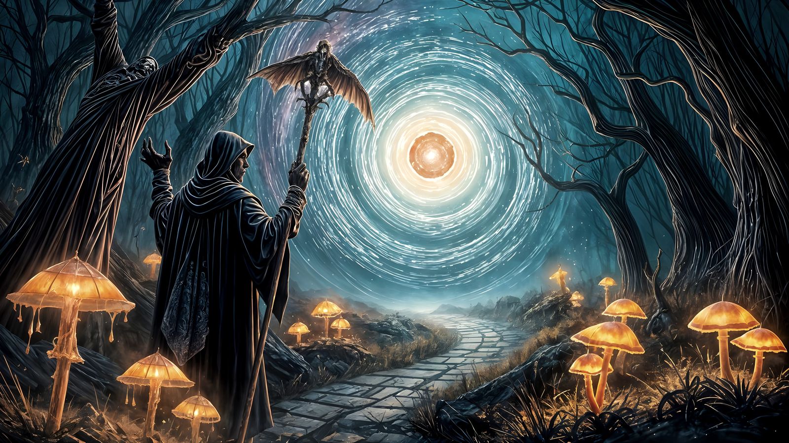 Dark Journey: Magical Splash Art Illustration