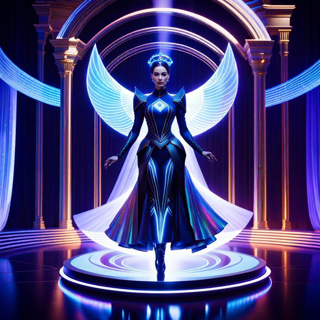 Holographic Projection of AI Interface in Warm Light