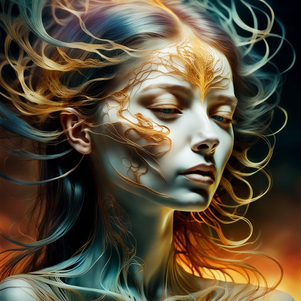 Ethereal Woman Portrait in Surrealist Style