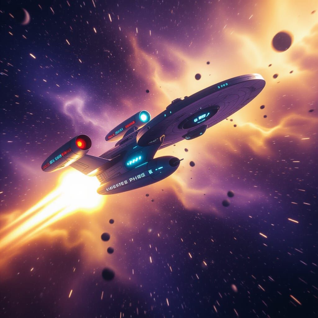 USS Enterprise Speeds Through Nebula in Cinematic Style
