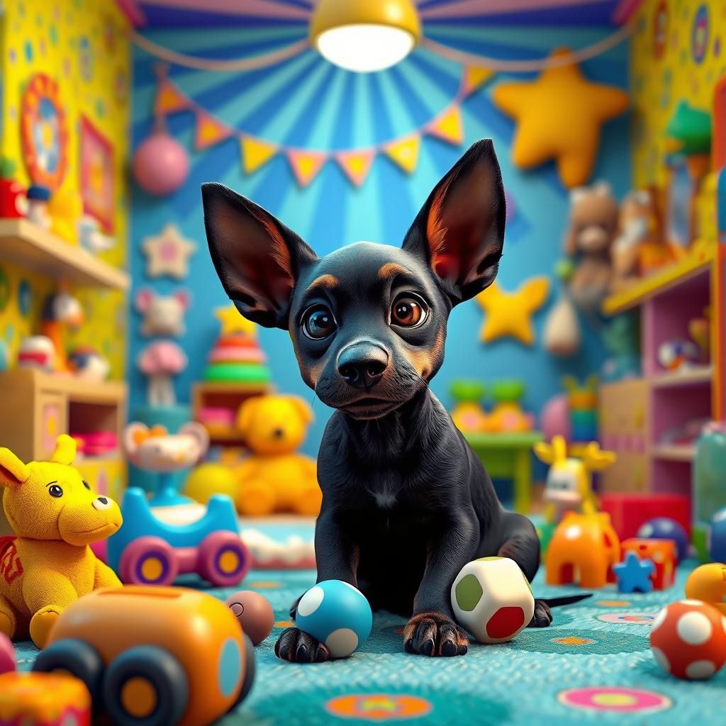 Dog and Girl in Whimsical 3D Digital Art