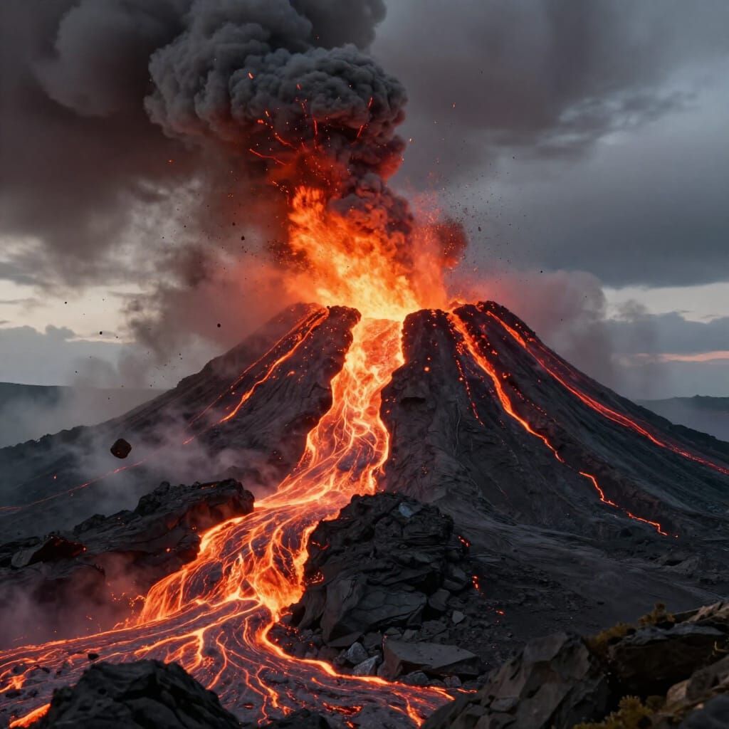 Volcanic Eruption in Dramatic Cinematic Lighting