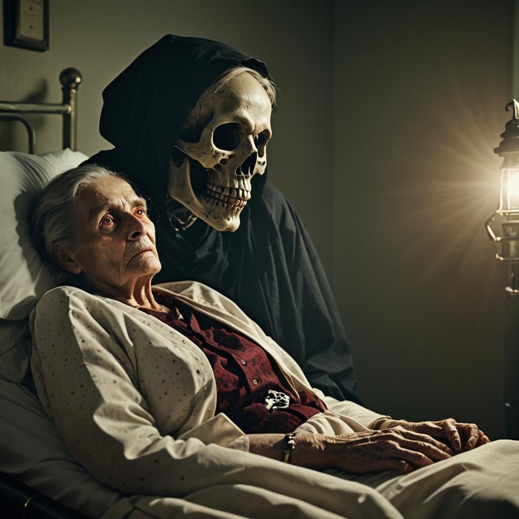 Eerie Hospital Scene in Film Noir Style