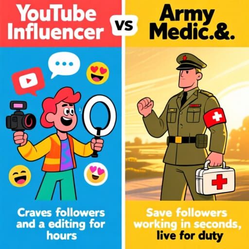 YouTube Influencer vs Army Medic Comparison Chart