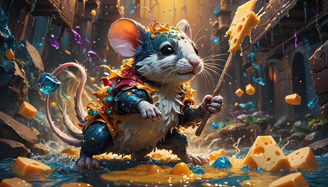 cheesemouse, splash art, concept art, mid shot, intricately detailed, color depth, dramatic, , side light, colorful back...