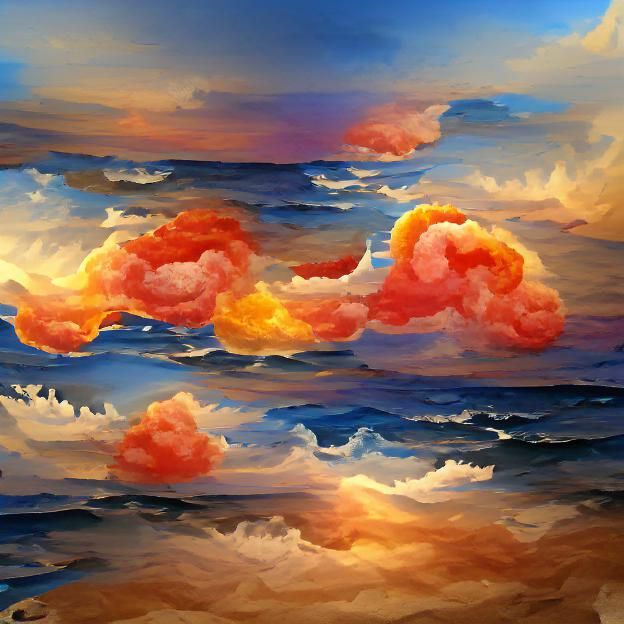 Vibrant Sunset Clouds Reflect on Ocean