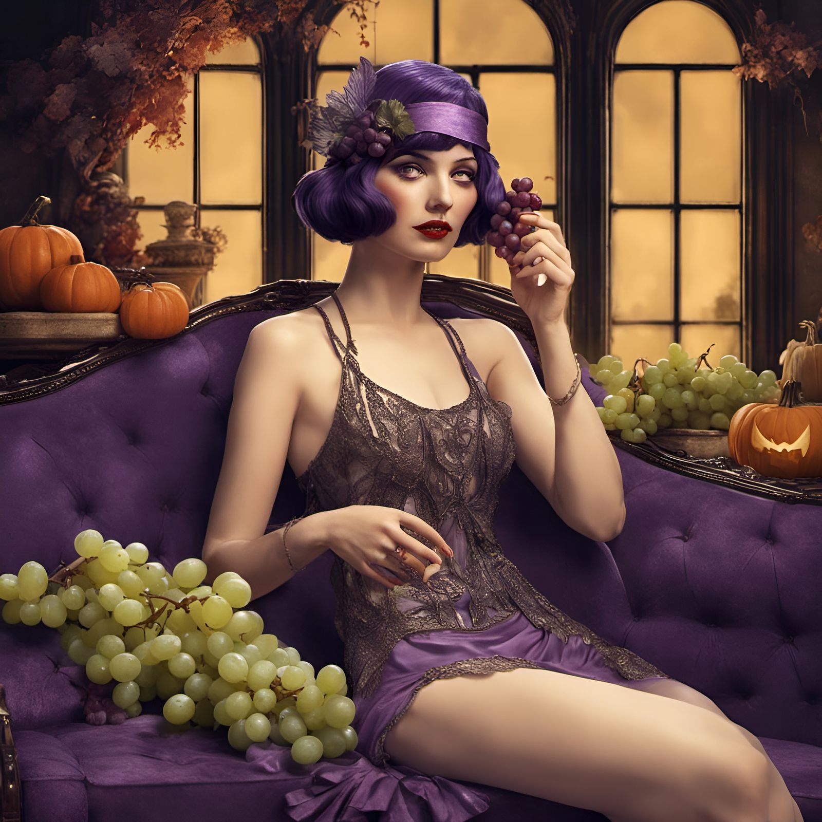 1920s Flapper Girl Halloween Art Nouveau Masterpiece