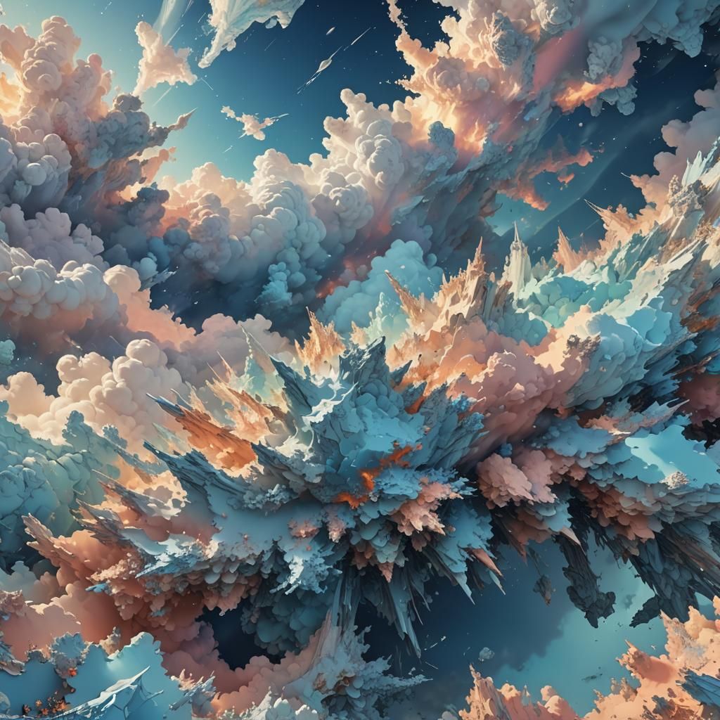 Heavy Sky: Abstract Digital Art with Fractal Clouds